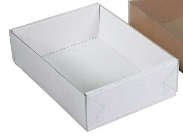 Картонная коробка с прозрачной крышкой (белая)