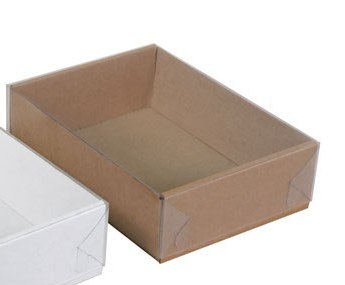 Картонная коробка с прозрачной крышкой (Крафт)